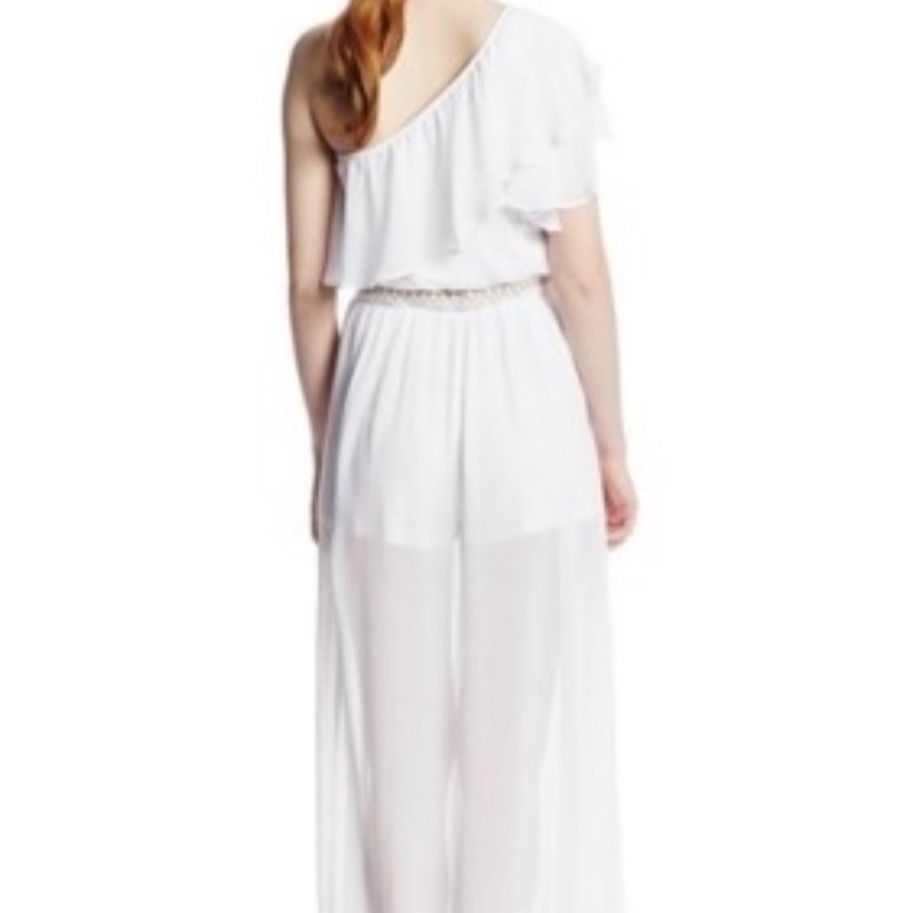 White Maxi Dress Ruffle One Shoulder Grecian Goddess XOXO - Picture 8 of 9